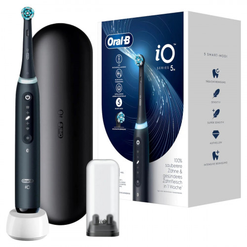 Oral-B iO Series 5 Ηλεκτρική Οδοντόβουρτσα με Αισθητήρα Πίεσης και Θήκη Ταξιδίου Matt Black