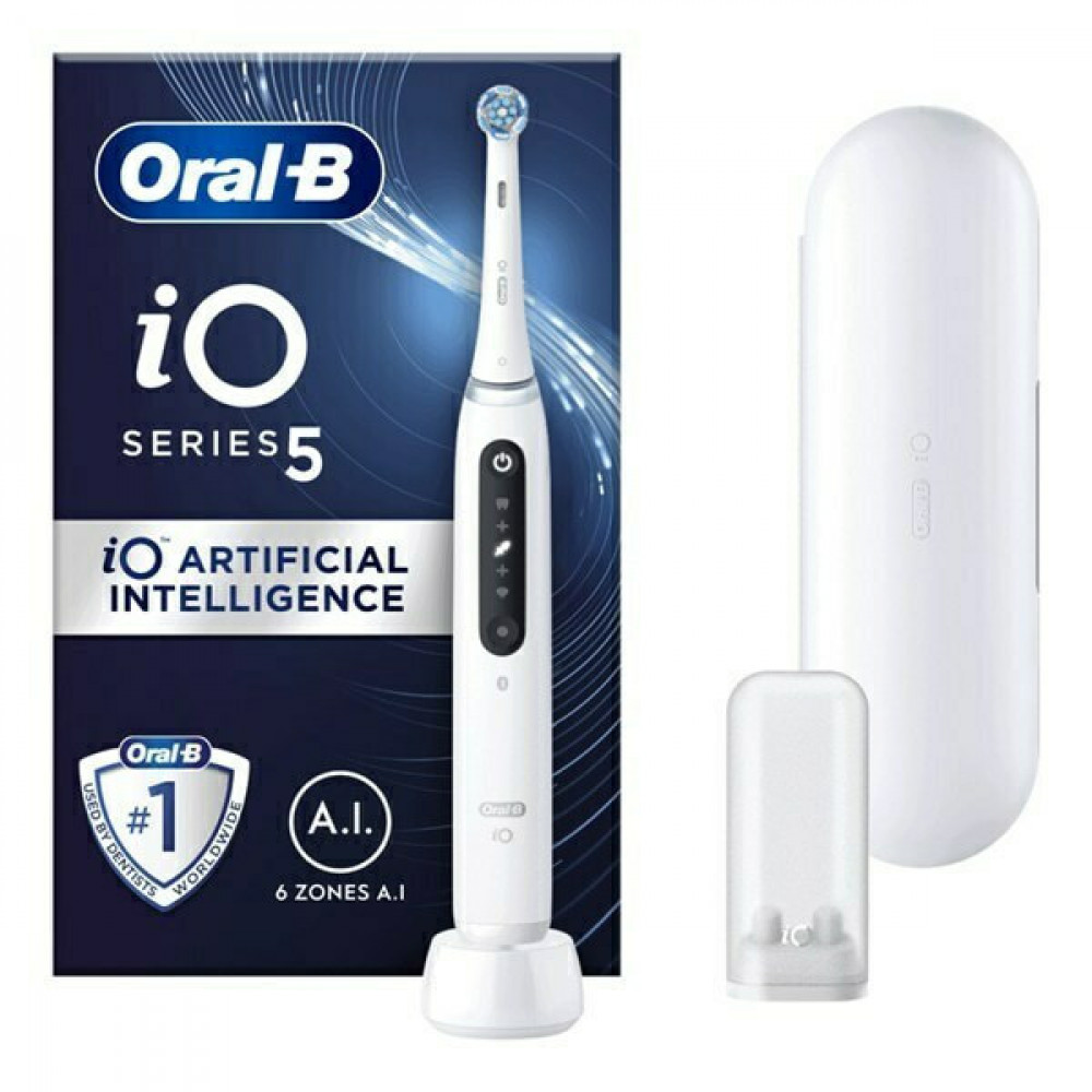 Oral-B IO Series 5 Ηλεκτρική Οδοντόβουρτσα με Αισθητήρα Πίεσης και Θήκη Ταξιδίου White
