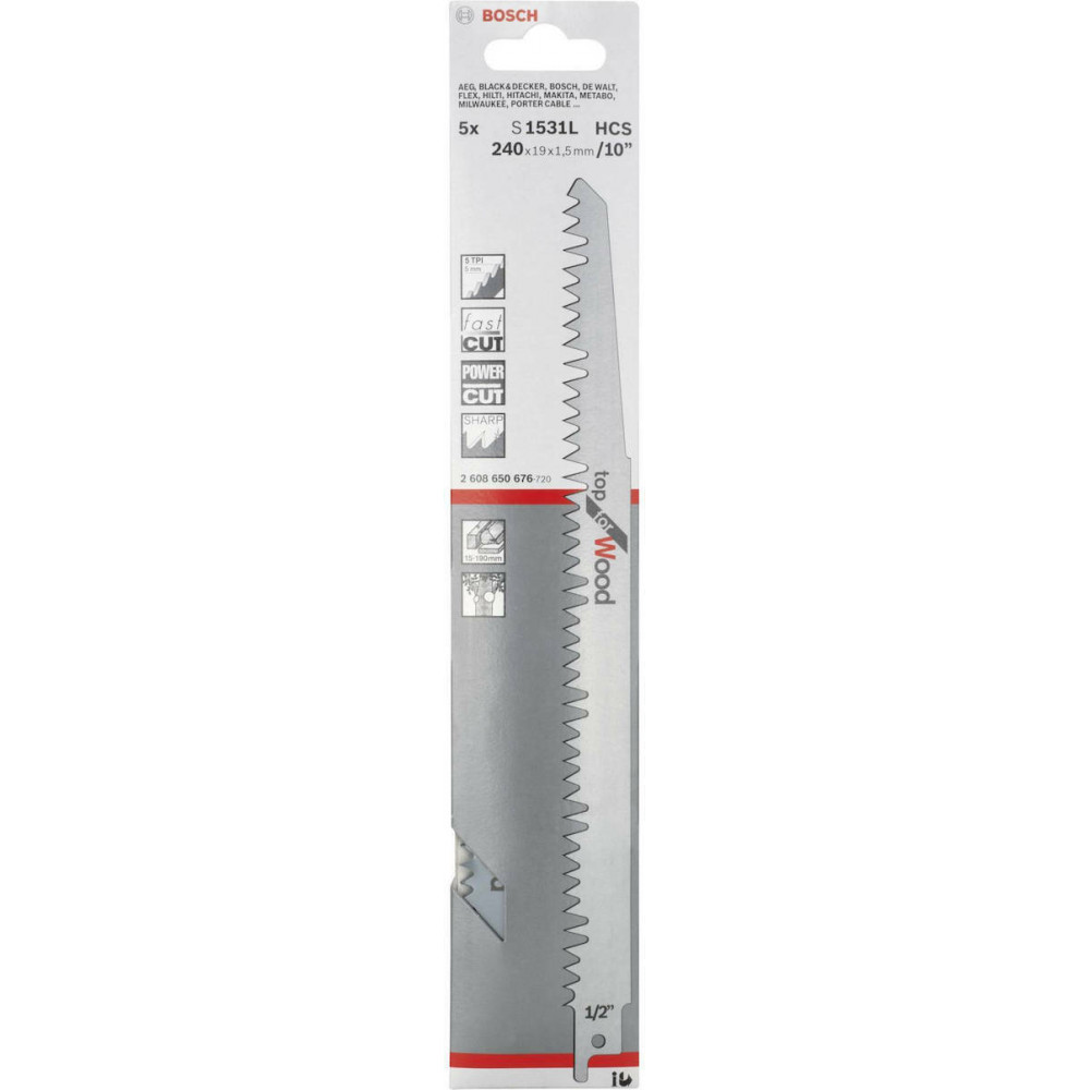Bosch S1531L Λάμες Σπαθόσεγας για Ξύλο 5τμχ