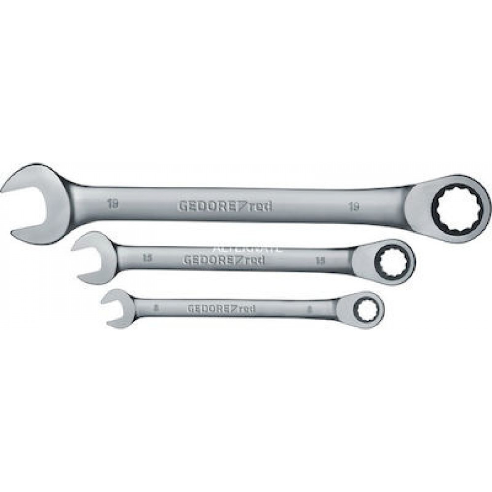 Red Ringratschen-wrench set 12-piece, Schraubenschlüssel    