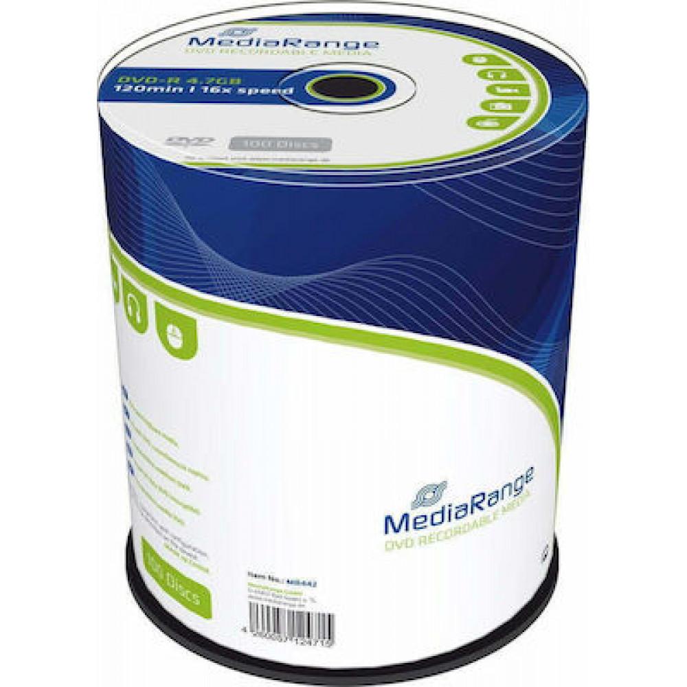 MediaRange Εγγράψιμα DVD-R 16x 4.7GB Cake Box 100τμχ