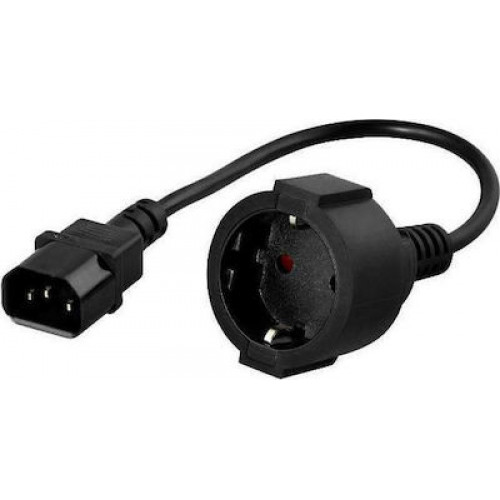 Powerwalker IEC C14 male - Schuko female Cable 0.2m Μαύρο (91015003)