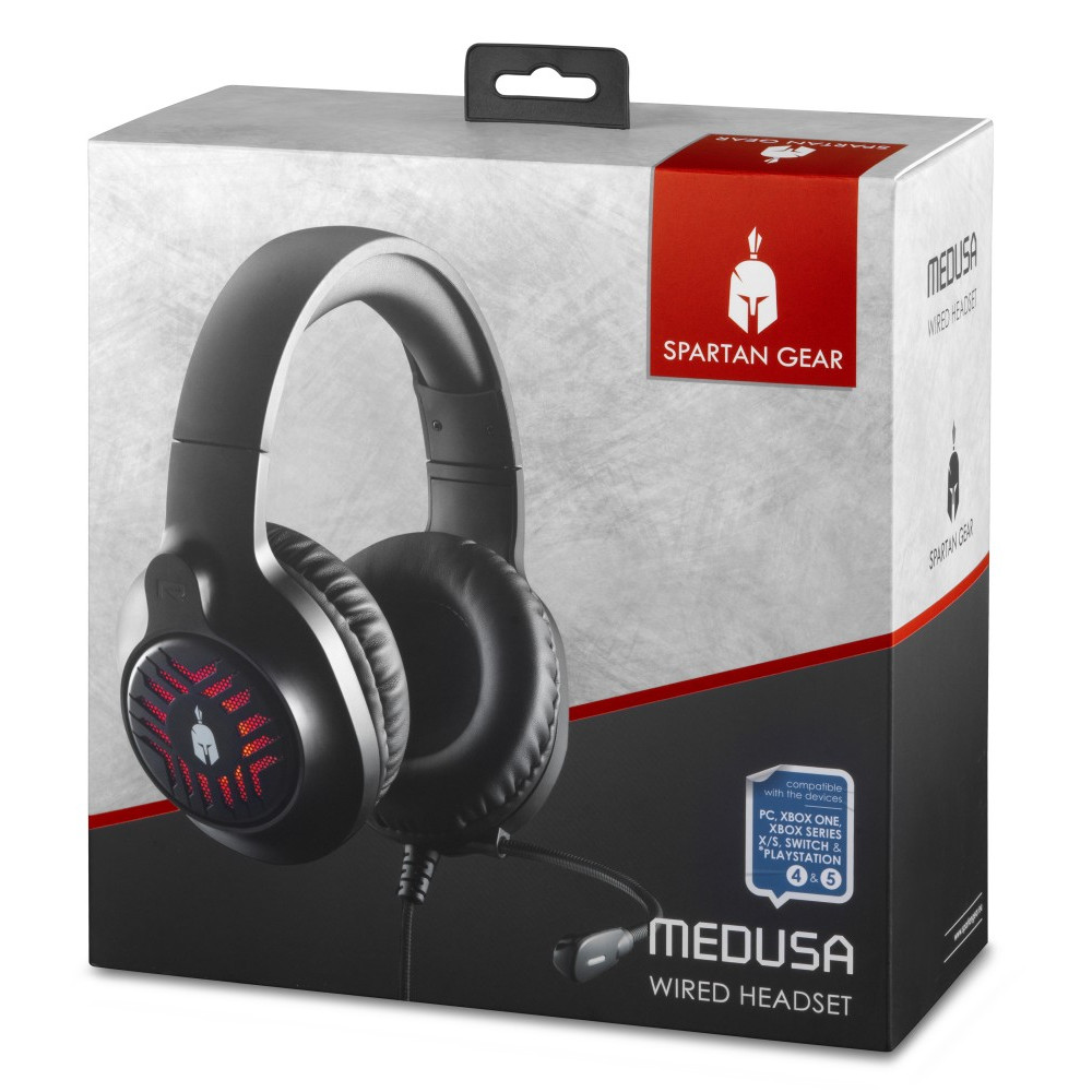 Spartan Gear -Medusa Wired Headset (compatible PC, playstation 4 5,xbox1 series X/S.switch)Black