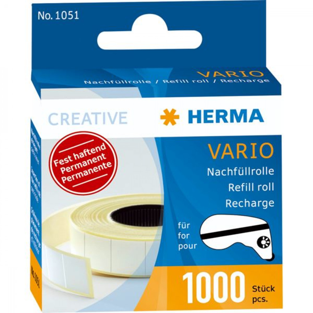 Herma 1000 Αυτοκόλλητες Ετικέτες Vario Hermafix Refill Pack Ορθογώνιες σε Λευκό Χρώμα 12x13mmΚωδικός: 1051