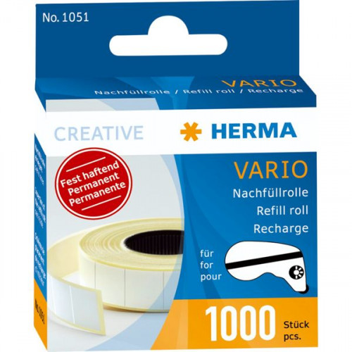 Herma 1000 Αυτοκόλλητες Ετικέτες Vario Hermafix Refill Pack Ορθογώνιες σε Λευκό Χρώμα 12x13mmΚωδικός: 1051