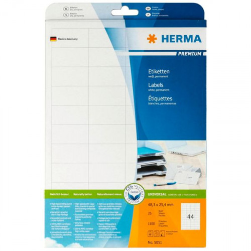 Herma 1100 Αυτοκόλλητες Ετικέτες Α4 Ορθογώνιες 48.3x25.4mmΚωδικός: 5051