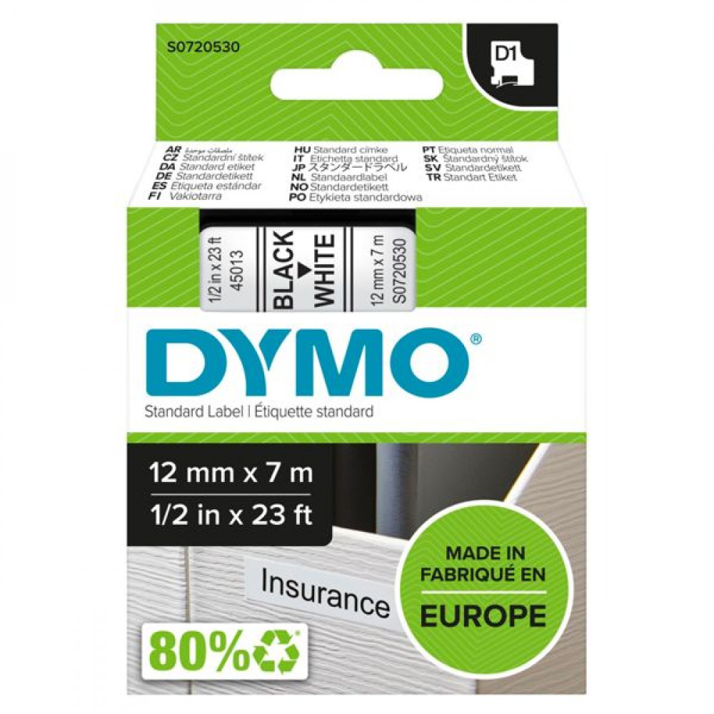 Dymo 45013 Ταινία Ετικετογράφου 7m x 12mm σε Λευκό ΧρώμαΚωδικός: S0720530