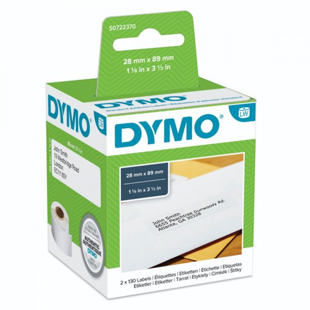 Dymo 99010 130 Αυτοκόλλητες Ετικέτες σε Ρολό για Εκτυπωτή Ετικετών 89x28mm 2τμχΚωδικός: S0722370