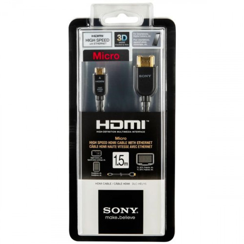 Sony HDMI 1.4 Cable HDMI male - micro HDMI male 1.5m ΜαύροΚωδικός: DLC-HEU15