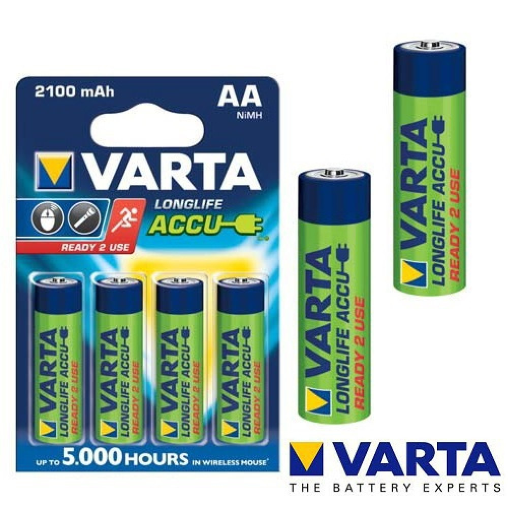 1x4 Varta Rechargeable Accu AA Ready2Use NiMH 2100 mAh Mignon