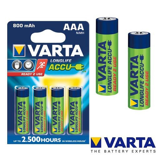 1x4 Varta Rechargeable Accu AAA Ready2Use NiMH 800 mAH Micro