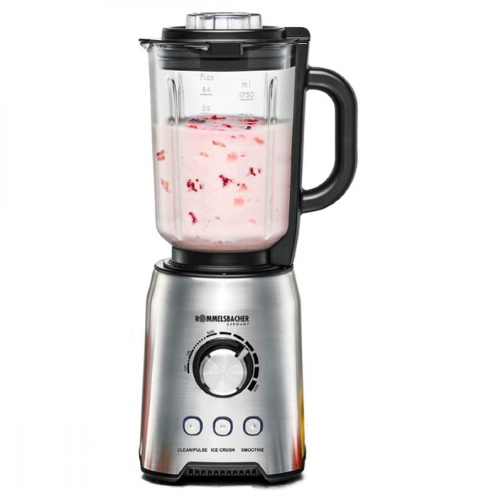 Rommelsbacher MX 1250 Μπλέντερ για Smoothies με Γυάλινη Κανάτα 1.75lt 1200W Μαύρο