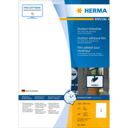 Herma 50 Αυτοκόλλητες Ετικέτες Α4 Ορθογώνιες 210x297mmΚωδικός: 9501