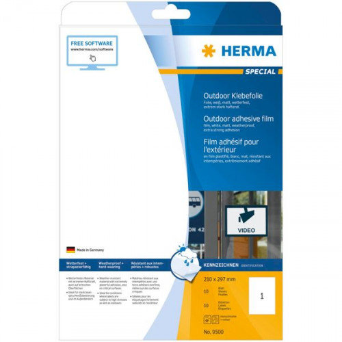Herma 10 Αυτοκόλλητες Ετικέτες Α4 Ορθογώνιες 210x297mmΚωδικός: 9500