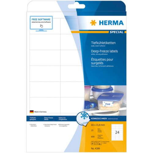 Herma 600 Αυτοκόλλητες Ετικέτες Α4 Ορθογώνιες 66x33.8mmΚωδικός: 4389