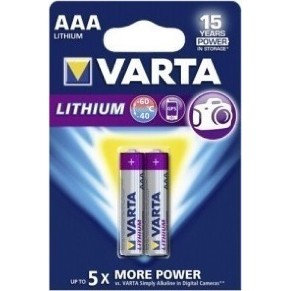 1x2 Varta Lithium Micro AAA LR 03