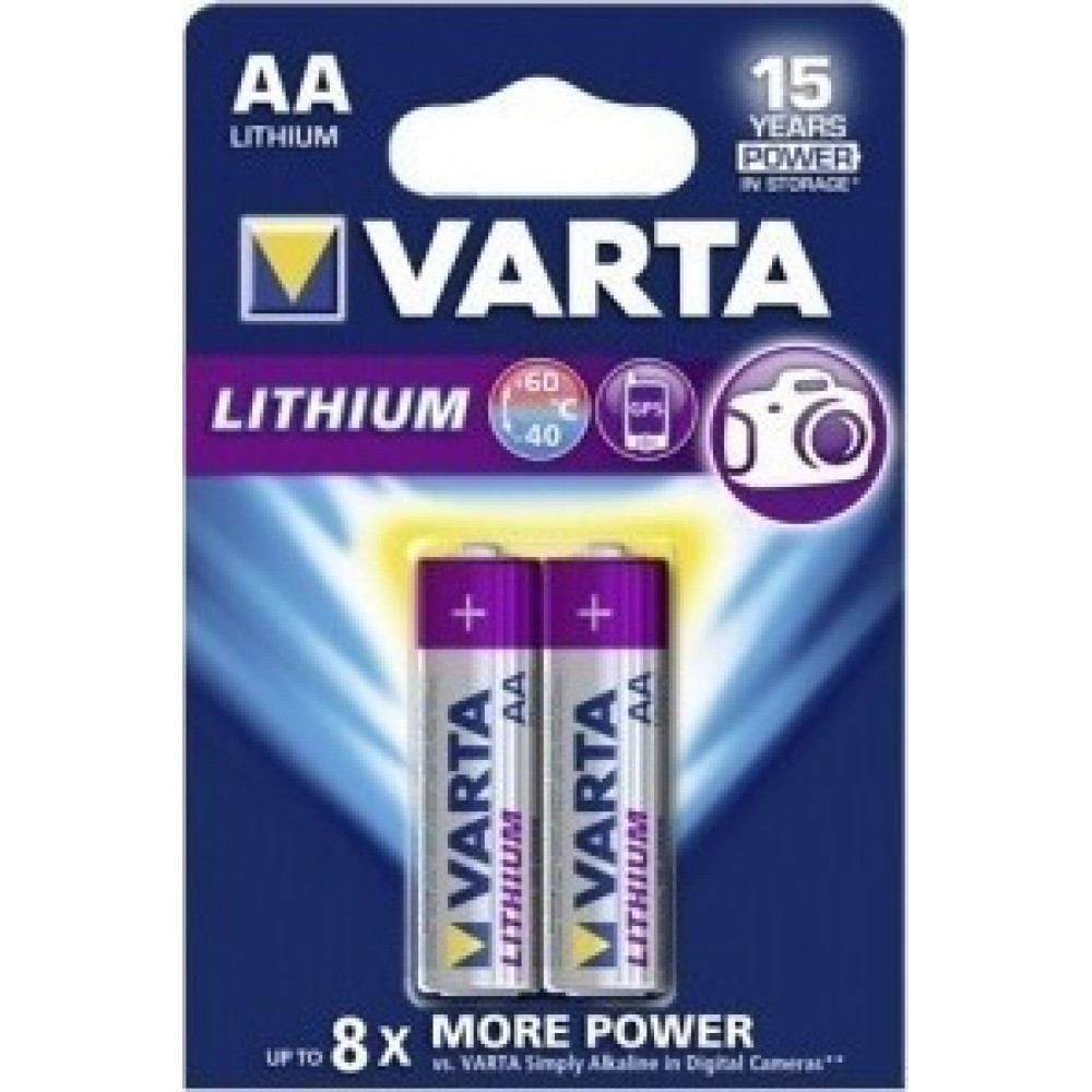 1x2 Varta Lithium Mignon AA LR 6