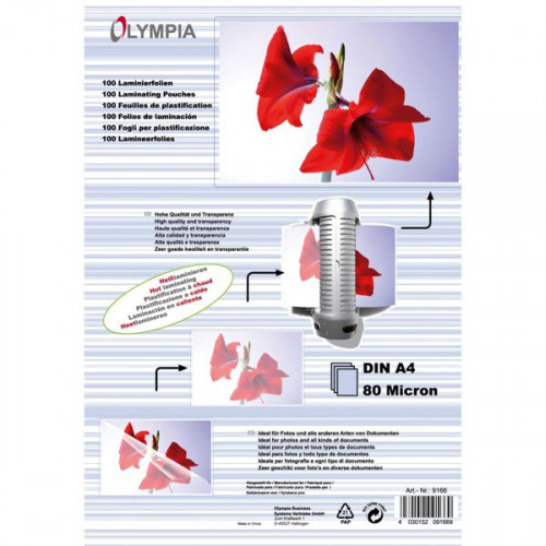 Olympia Din A4 80 Micron Φύλλα Πλαστικοποίησης 100 τμχ