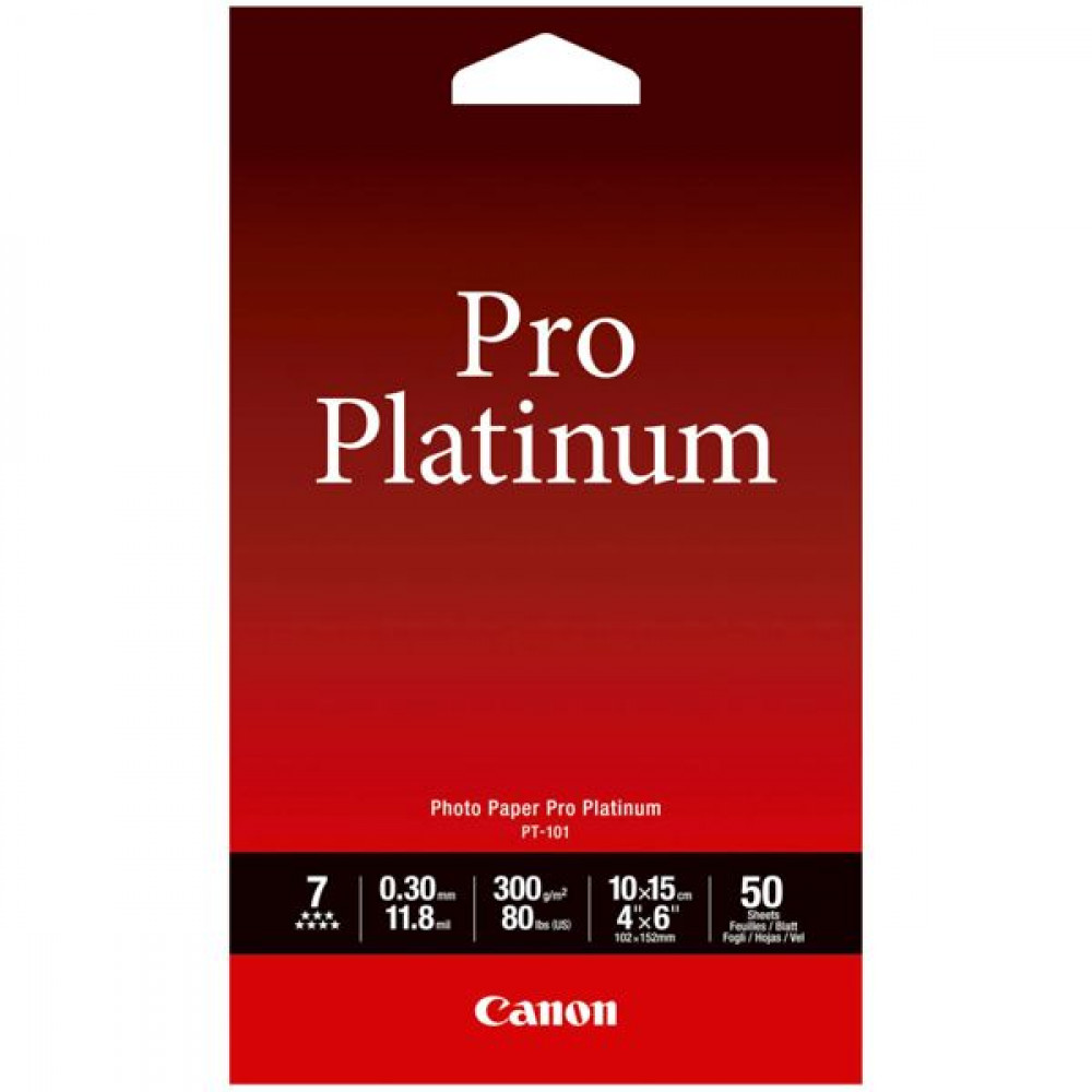 Canon PT-101 Φωτογραφικό Χαρτί Pro Platinum A6 (10x15) 300gr/m² για Εκτυπωτές Inkjet 50 Φύλλα