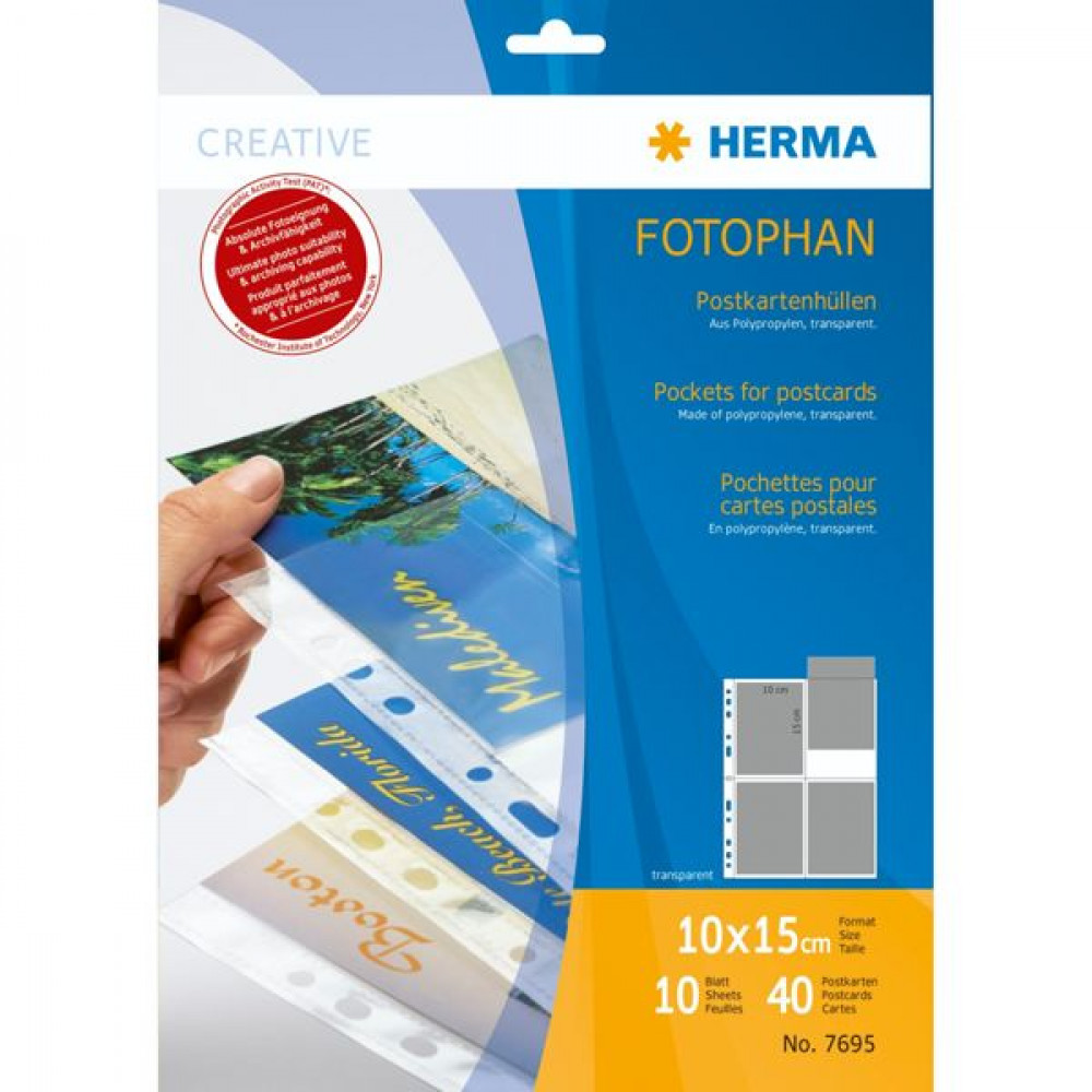 Herma Πλαστικές Ζελατίνες για Φωτογραφίες Τύπου Π με Τρύπες 10τμχ Fotophan 10x15 cm