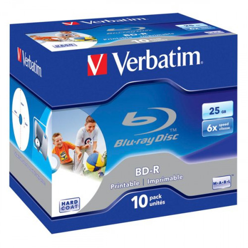 1x10 Verbatim BD-R Blu-Ray 25GB 6x Speed, printable, Jewel Case