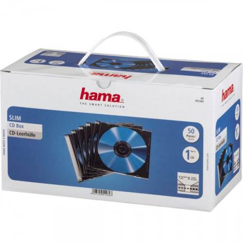 1x50 Hama CD Jewel Case SlimLine Transparent-black     51269