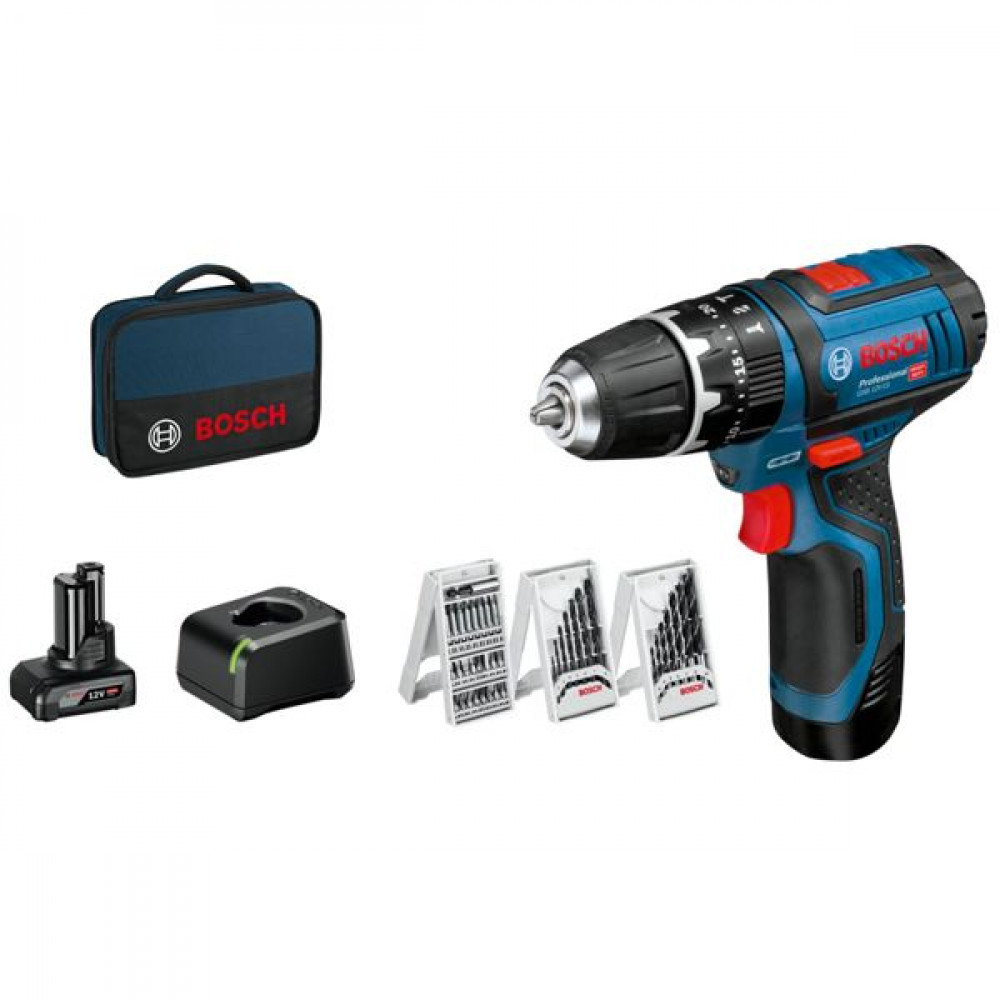 Bosch GSB 12V-15 Κρουστικό Δραπανοκατσάβιδο Μπαταρίας 12V 2x2Ah