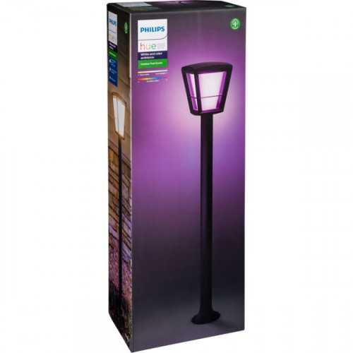 Philips Hue Econic LED Path Light Φωτιστικό Κολωνάκι Εξωτερικού Χώρου με Ενσωματωμένο LED σε Μαύρο Χρώμα