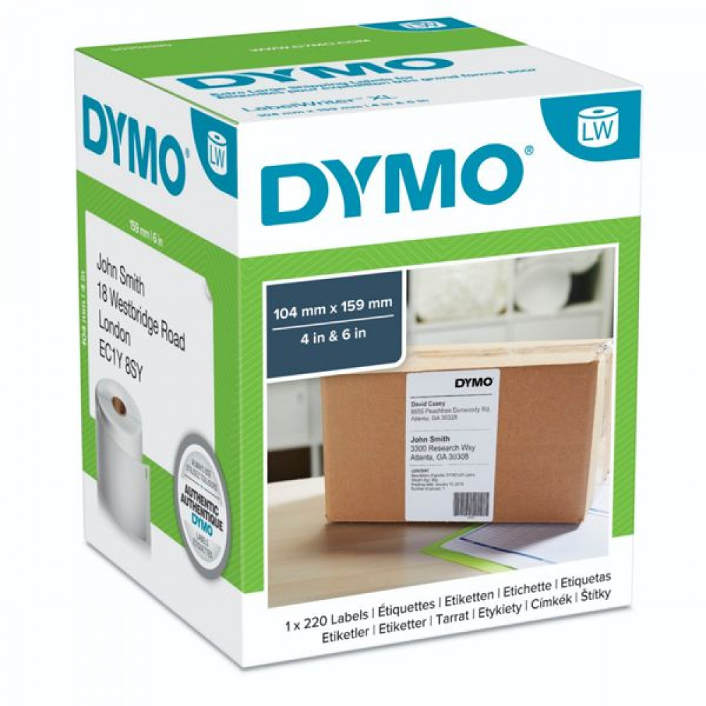 Dymo 220 Αυτοκόλλητες Ετικέτες σε Ρολό για Εκτυπωτή Ετικετών 104x159mmΚωδικός: S0904980