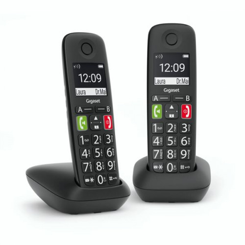 Gigaset E290 Ασύρματο Τηλέφωνο Duo με Ελληνικό Μενού Μαύρο