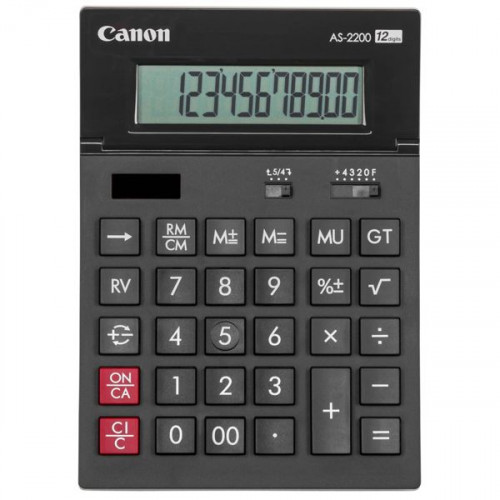 Canon Αριθμομηχανή AS-2200 12 Ψηφίων σε Μαύρο Χρώμα
