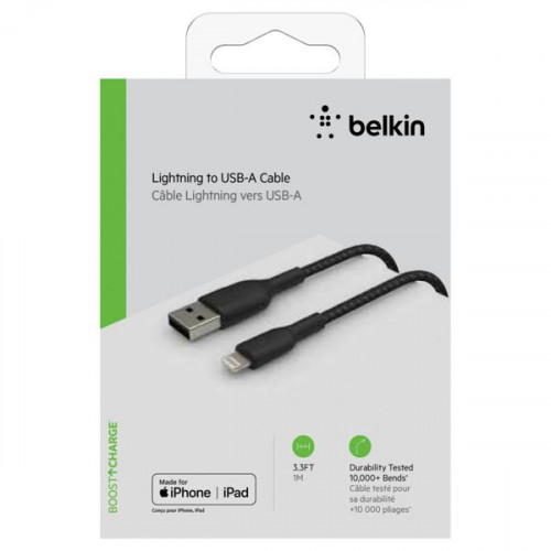Belkin Coated Mfi Cert USB to Lightning Cable Μαύρο 1m (CAA002bt1MBK)