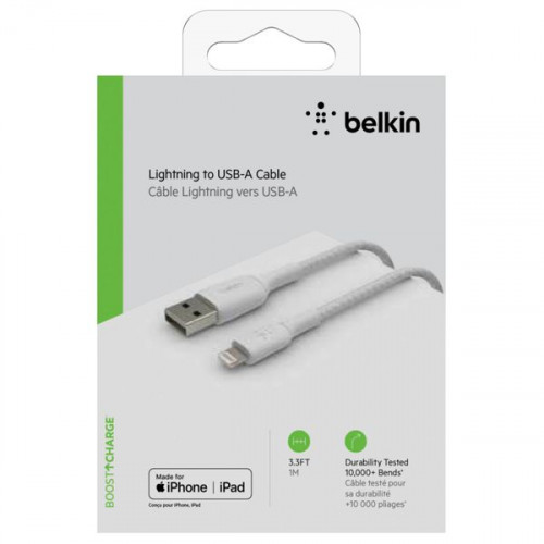 Belkin Coated Mfi Cert USB to Lightning Cable Λευκό 1m (CAA002bt1MWH)