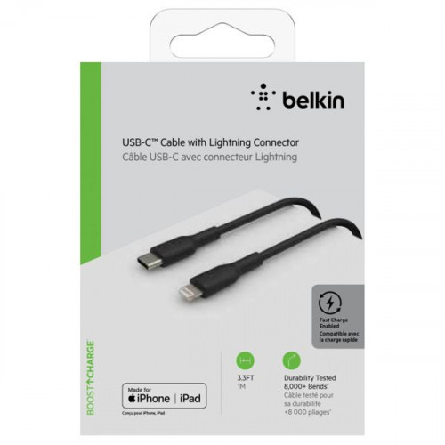 Belkin Regular USB 2.0 Cable USB-C male - Lightning Μαύρο 1m (CAA003BT1MBK)
