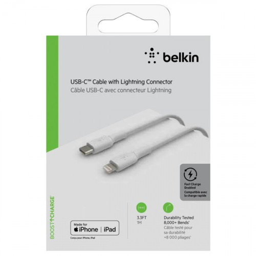 Belkin Boost Charge Regular USB 2.0 Cable USB-C male - Lightning Λευκό 1m (CAA003bt1MWH)