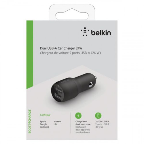 Belkin Φορτιστής Αυτοκινήτου Μαύρος Συνολικής Έντασης 4.8A με Θύρες: 2xUSBΚωδικός: CCB001BTBK
