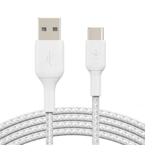Belkin Braided USB 2.0 Cable USB-C male - USB-A male Λευκό 3m (CAB002bt3MWH)