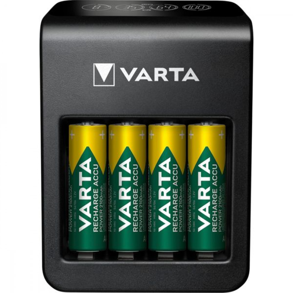 Varta LCD Pug Charger 4 Μπαταριών Ni-MH Μεγέθους AA/AAA/9V 2100 mAh