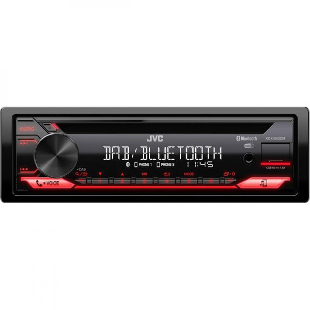 JVC Ηχοσύστημα Αυτοκινήτου Universal 1DIN (Bluetooth/USB/AUX) με Αποσπώμενη ΠρόσοψηΚωδικός: KD-DB622BT-ANT