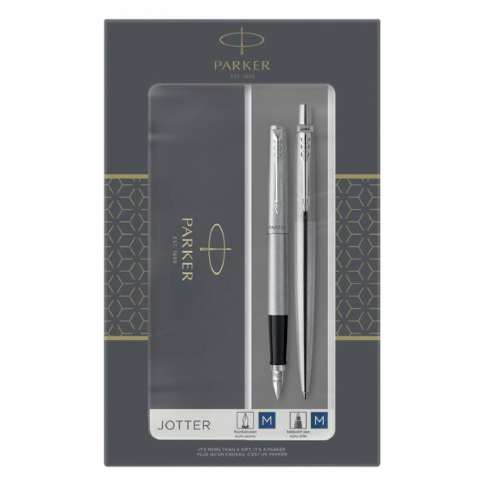 Parker Jotter Σετ Στυλό Ballpoint με Πένα από Ατσάλι Ασημί