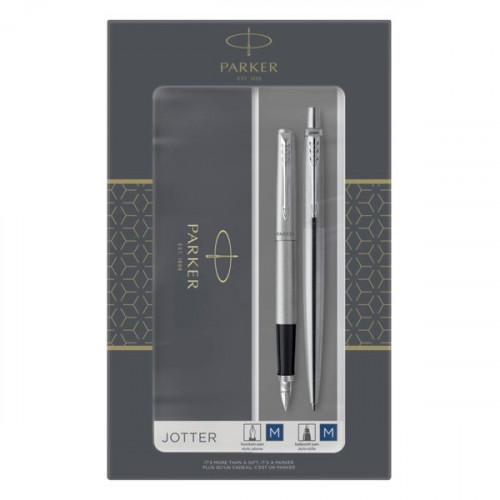 Parker Jotter Σετ Στυλό Ballpoint με Πένα από Ατσάλι Ασημί