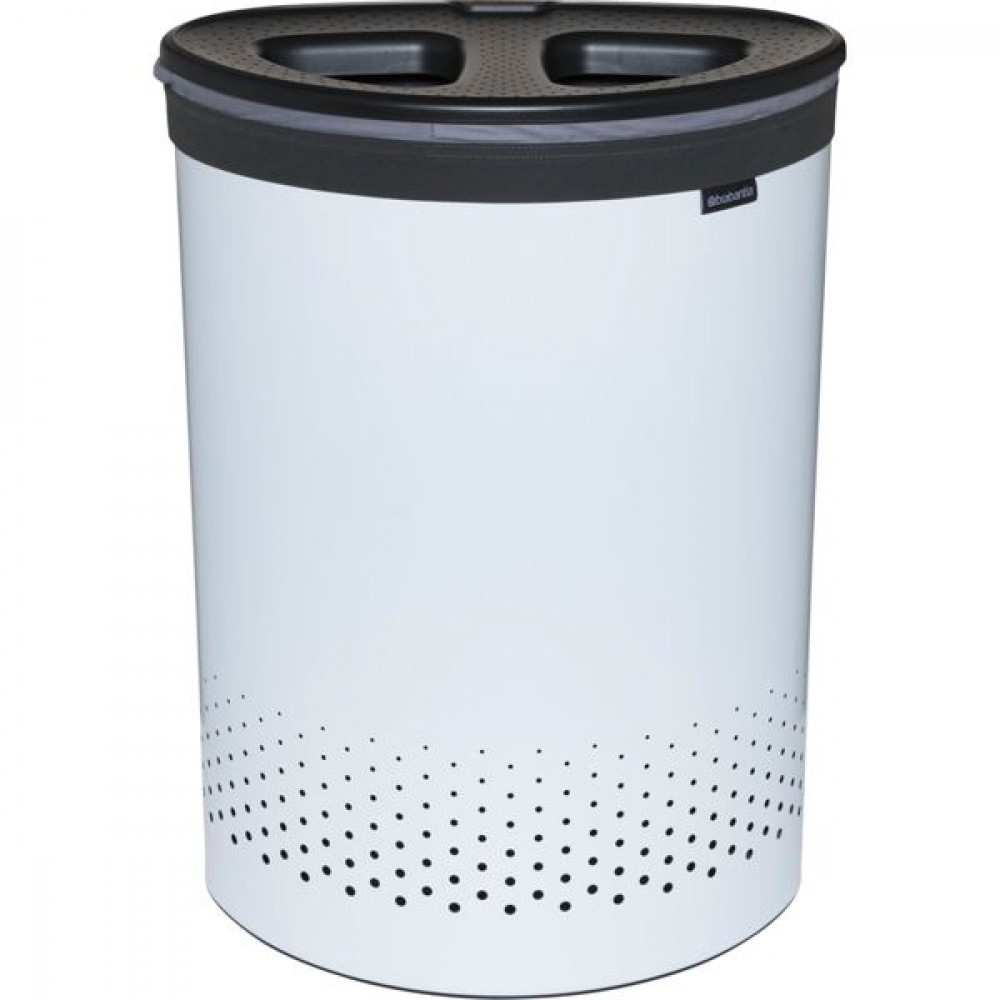 Brabantia Καλάθι Απλύτων Πλαστικό με Καπάκι Γκρι Λευκό 55 L