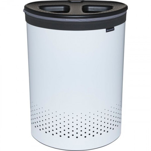 Brabantia Καλάθι Απλύτων Πλαστικό με Καπάκι Γκρι Λευκό 55 L