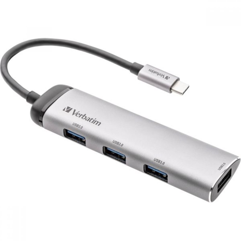 Verbatim V7 USB 3.0 Hub 4 Θυρών με σύνδεση USB-C ΑσημίΚωδικός: 49147