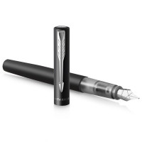 Parker Vector XL Πένα Γραφής Medium Μαύρη από Ατσάλι με Μπλε Μελάνι