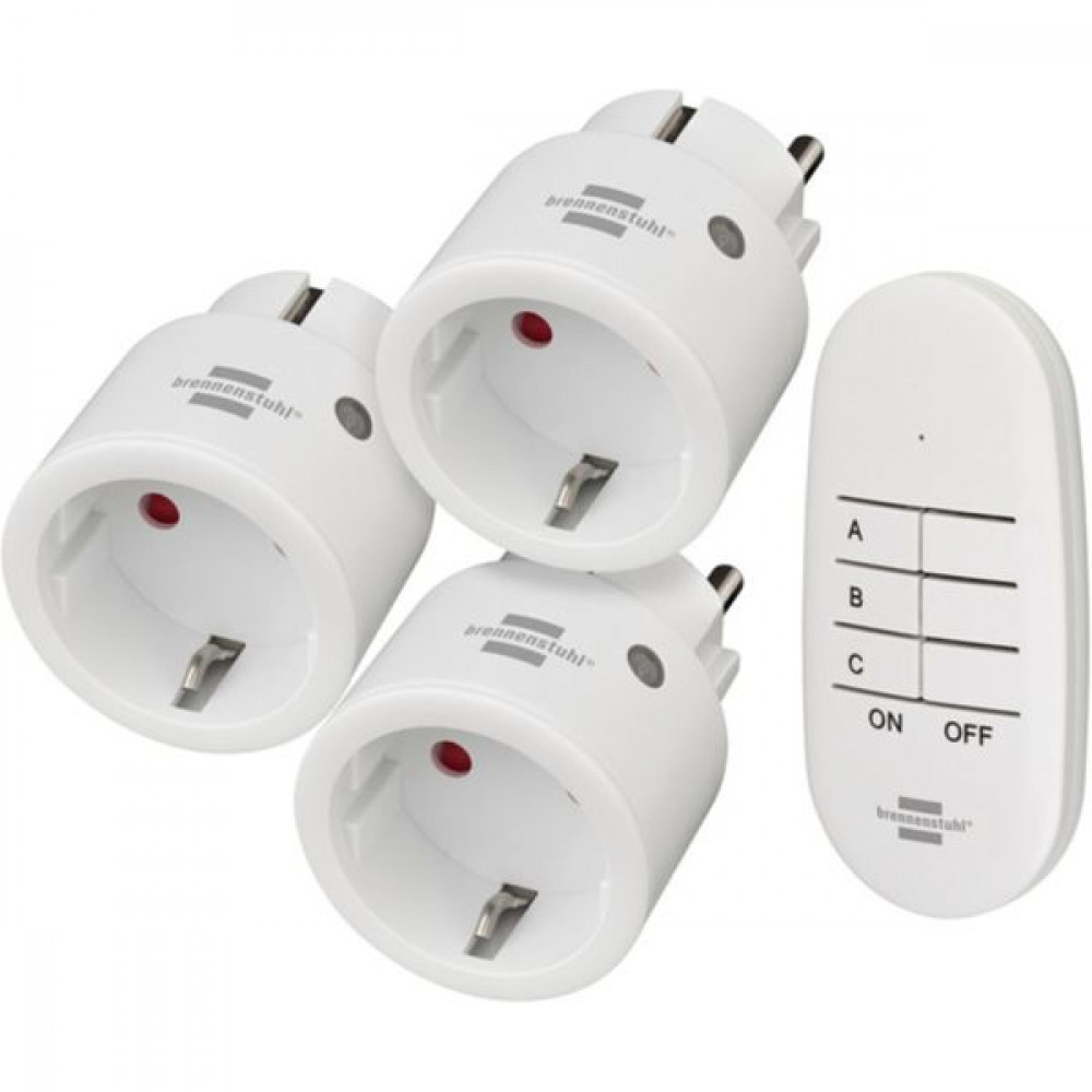Brennenstuhl Comfort-Line Μονή Εξωτερική Πρίζα Ρεύματος Λευκή με Τηλεχειριστήριο 3τμχΚωδικός: 1507070