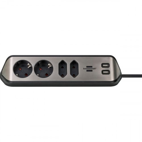 Brennenstuhl Estilo Πολύπριζο 4 Θέσεων με 2 USB και Καλώδιο 2m ΑσημίΚωδικός: 1153590410