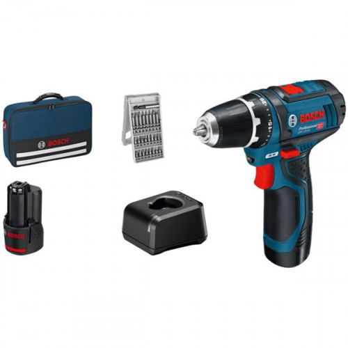 Bosch GSR 12V-15 Professional Δραπανοκατσάβιδο Μπαταρίας 12V 2x2Ah