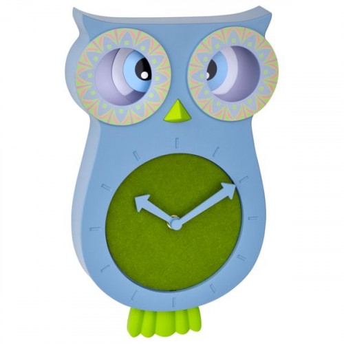 TFA Παιδικό Ρολόι Τοίχου Lucy Ξύλινο με Εκκρεμές Blue-Green 33.2εκ.