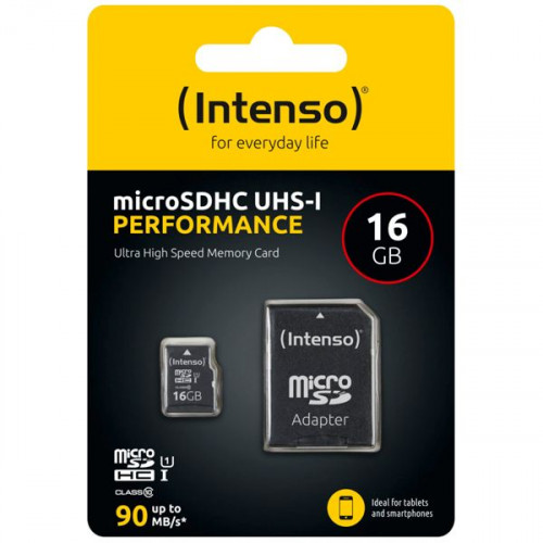 Intenso Performance R90 microSDHC 16GB Class 10 U1 με αντάπτορα